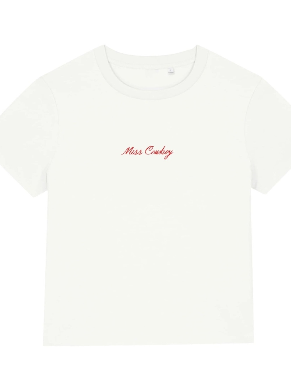 Miss Cowboy Embroidered White Crew Tee